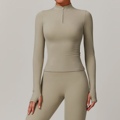 Autumn and winter quick drying long sleeved yoga clothes, outdoor training running T-shirts, sports fitness clothes, tops