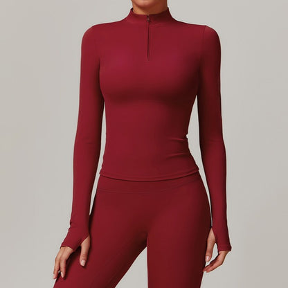 Autumn and winter quick drying long sleeved yoga clothes, outdoor training running T-shirts, sports fitness clothes, tops