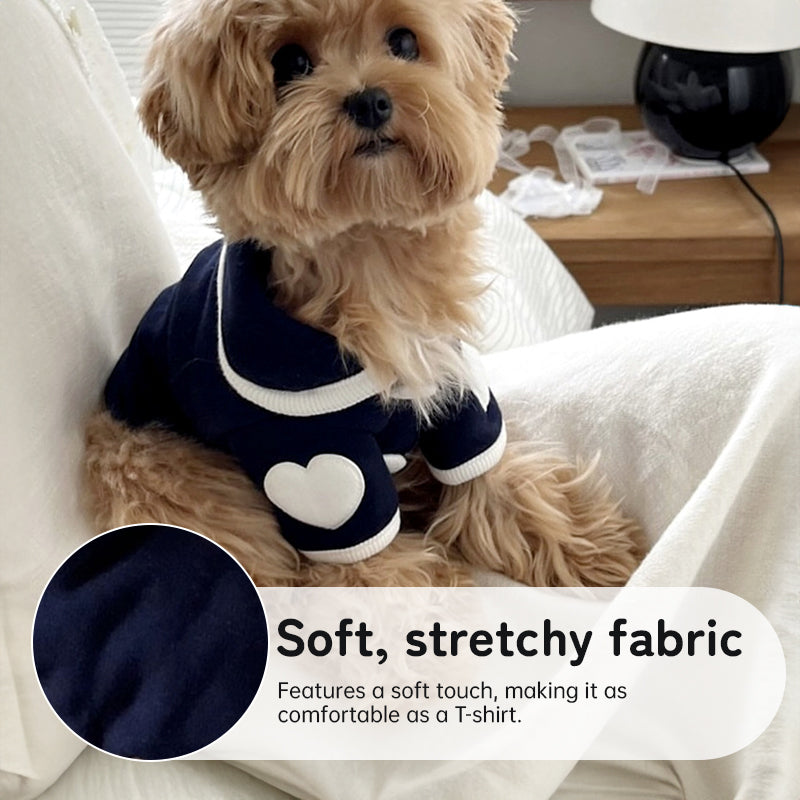 Pet pajamas, plush onesie, Bichon warm vest, heart-print winter dog clothes, two-leg snap-button puppy outfits.