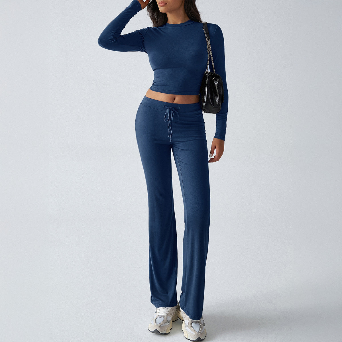 Yoga Long Sleeve T-Shirt Pure Color Long Pants Set